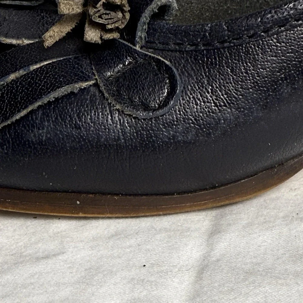 Vintage 80s Pappagallo Italy Leather‎ Loafer Shoes Navy Blue Womens Size 7.5 N